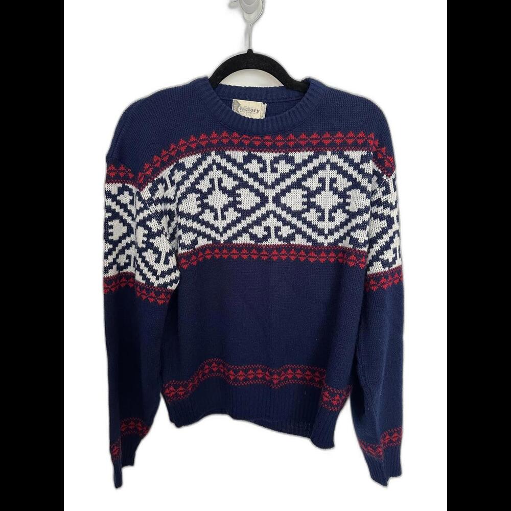 Vintage Red White and Blue Sweater by The Factory Size Large